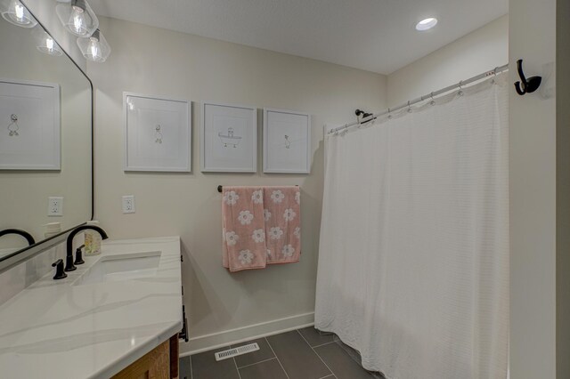 21 Windsor Wood Path, Hudson, WI 54016 - full bath with vanity, tile patterned floors, recessed lighting, and a shower with curtain