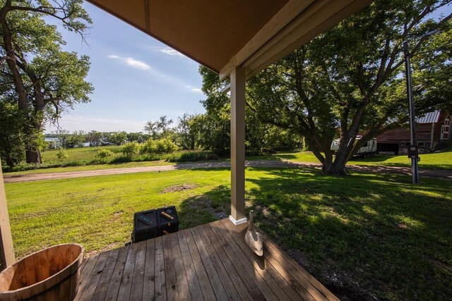 37437 State Highway 7, Big Stone Twp, MN 56278 - wooden deck with a lawn
