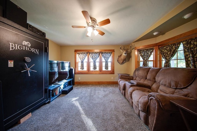 37437 State Highway 7, Big Stone Twp, MN 56278 - living room featuring carpet flooring, healthy amount of natural light, and ceiling fan
