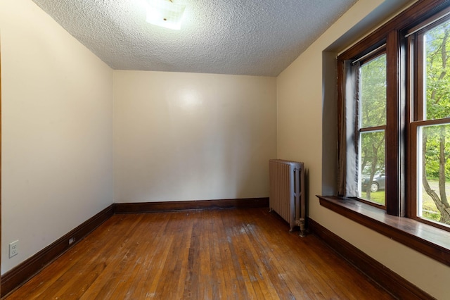 211 Saint Marie St, Duluth, MN 55803 - additional living space with radiator, a textured ceiling, and hardwood / wood-style floors