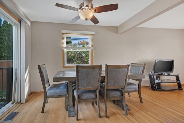 3237 Jerry Ct, White Bear Lake, MN 55110 - dining area with light wood-style floors and ceiling fan