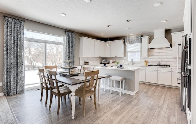 23632 Ashbury Dr, Rogers, MN 55374 - dining area featuring plenty of natural light, light wood-style floors, a textured ceiling, and recessed lighting