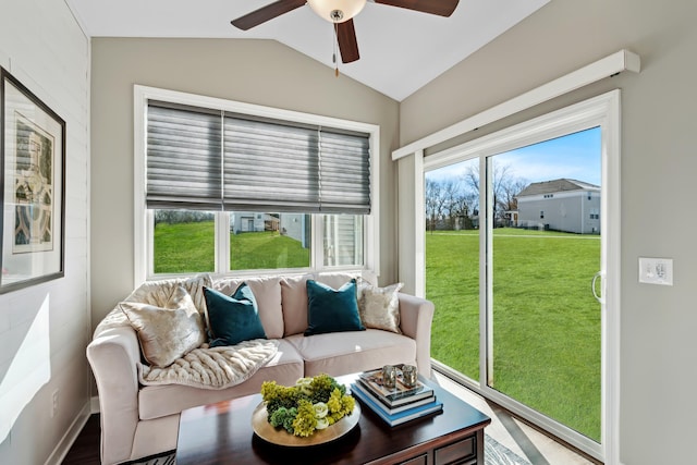 20051 66th Pl, Corcoran, MN 55340 - sunroom / solarium with lofted ceiling and ceiling fan