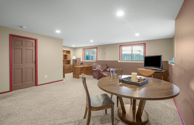 12145 Jonquil St NW, Coon Rapids, MN 55433 - dining space featuring light carpet and recessed lighting