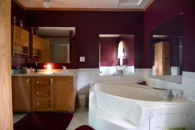 23829 Bulrush Dr, Lake Edward Twp, MN 56465 - full bath featuring a bath, vanity, and a shower with door
