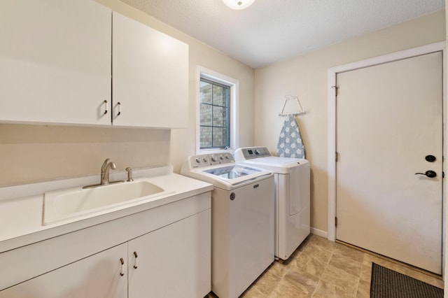 1110 Lecuyer Dr, Stillwater, MN 55082 - washroom with cabinet space, washer and dryer, and a textured ceiling