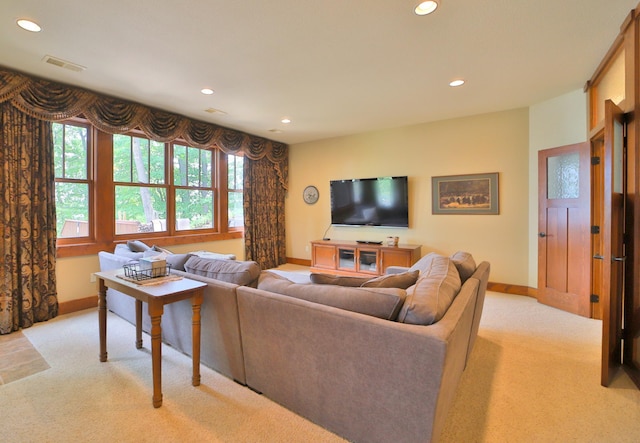 2471 Birch Forest Rd SW, Nisswa, MN 56468 - living room with recessed lighting and light colored carpet