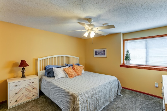 W1162 Aspen Dr, Spring Valley, WI 54767 - carpeted bedroom with ceiling fan and a textured ceiling