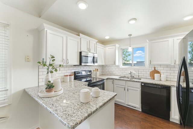 900 Countryside Rd, Waconia, MN 55387 - kitchen featuring dishwasher, electric range oven, stainless steel microwave, white cabinets, and recessed lighting