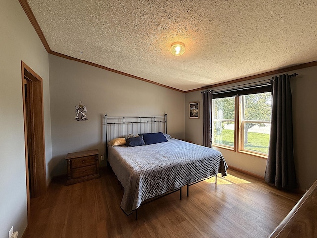 151 Skyline Dr, Granite Falls, MN 56241 - bedroom featuring ornamental molding, wood finished floors, and a textured ceiling