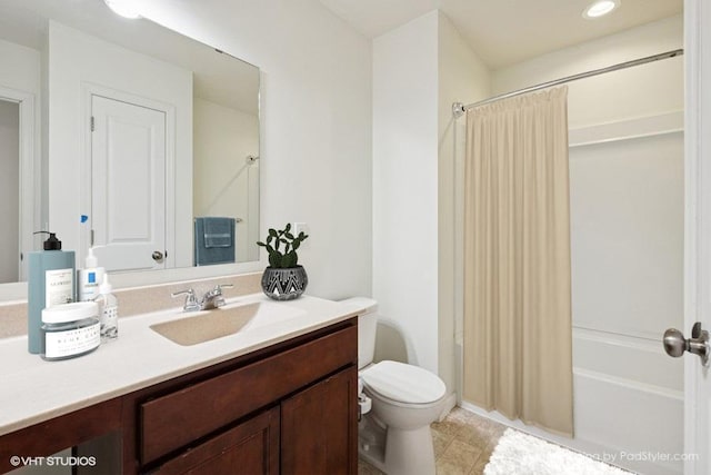3618 112th Cir NE, Blaine, MN 55449 - full bath with vanity, shower / bath combo, tile patterned flooring, and recessed lighting