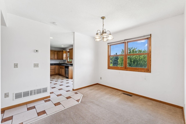 5071 Arrowood Ln N, Plymouth, MN 55442 - unfurnished room with a chandelier, light colored carpet, and a smoke detector