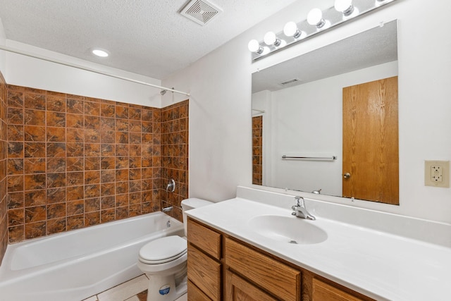 5071 Arrowood Ln N, Plymouth, MN 55442 - full bathroom with vanity, shower / tub combination, and a textured ceiling