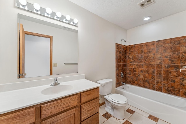 5071 Arrowood Ln N, Plymouth, MN 55442 - full bathroom with vanity, tub / shower combination, tile patterned floors, and a textured ceiling