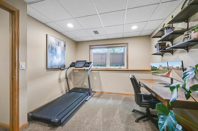 7111 Trenton Ln N, Maple Grove, MN 55369 - workout area with carpet flooring and a paneled ceiling