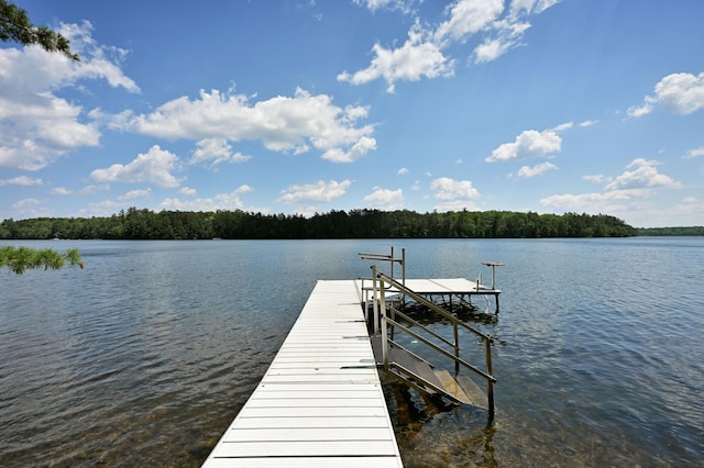 N2590 Warren Rd, Madge Twp, WI 54870 - dock featuring a water view and a view of trees