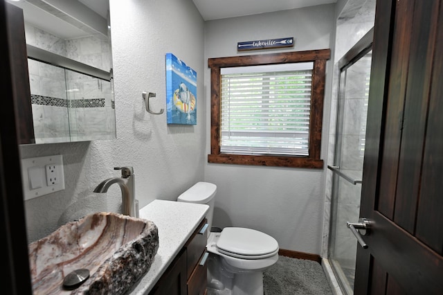 N2590 Warren Rd, Madge Twp, WI 54870 - full bathroom with a shower stall, vanity, and a textured wall