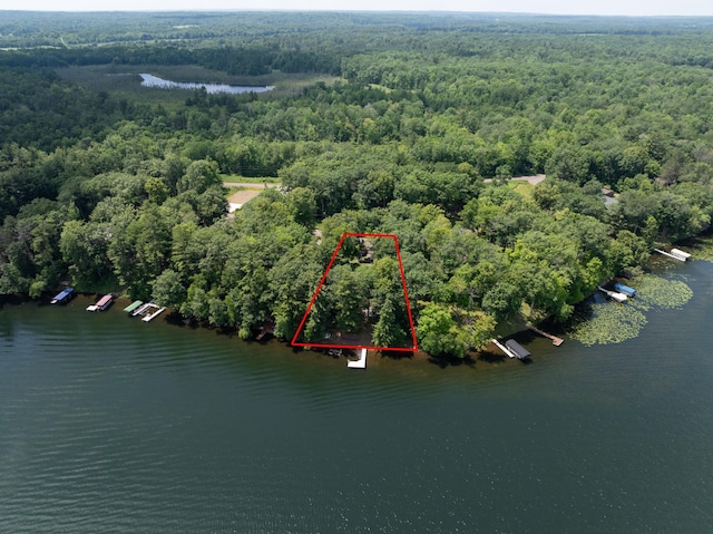 N2590 Warren Rd, Madge Twp, WI 54870 - aerial view of property and surrounding area with a nearby body of water and property parcel outlined