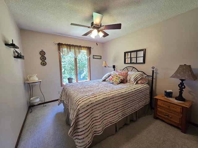 21200 5th St NW, Colfax Twp, MN 56273 - bedroom with carpet flooring, ceiling fan, and a textured ceiling