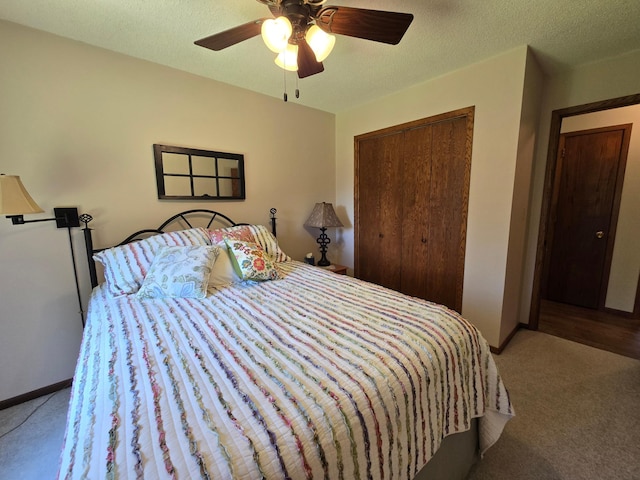 21200 5th St NW, Colfax Twp, MN 56273 - bedroom featuring a closet, carpet floors, and ceiling fan