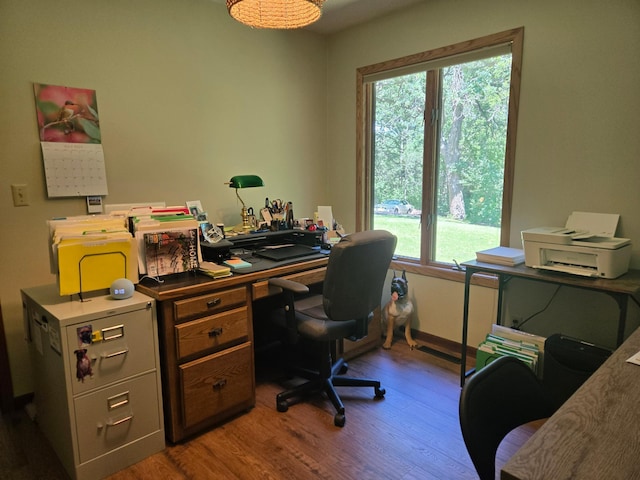 21200 5th St NW, Colfax Twp, MN 56273 - office featuring wood finished floors and baseboards