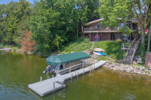 13235 80th St NW, Annandale, MN 55302 - dock featuring stairway, a water view, and boat lift