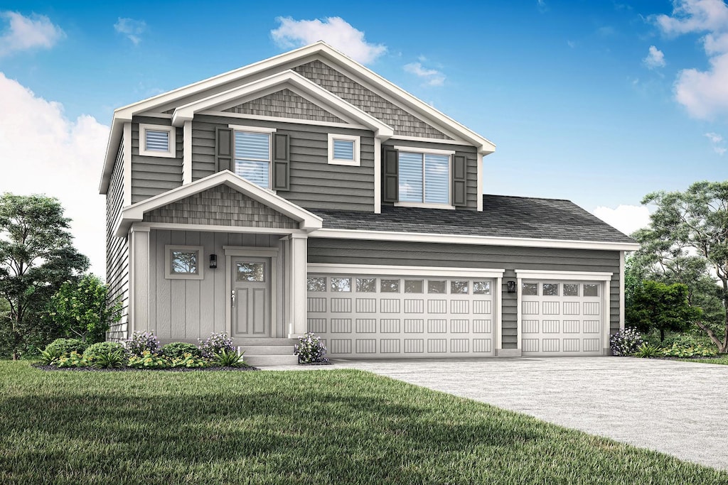 694 Aspen Ln, Montrose, MN 55363 - view of front facade with a front lawn and concrete driveway