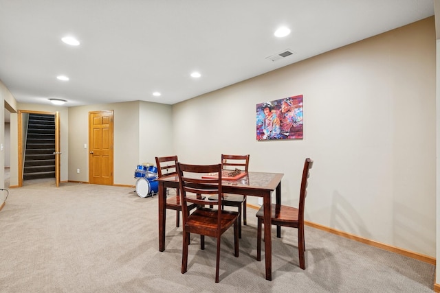 10316 Zinran Ave S, Bloomington, MN 55438 - dining space with light carpet, recessed lighting, and stairway