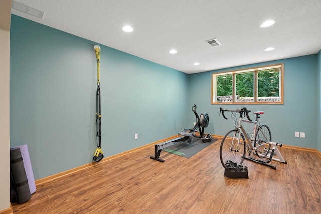 10316 Zinran Ave S, Bloomington, MN 55438 - exercise room featuring wood finished floors, recessed lighting, and a textured ceiling