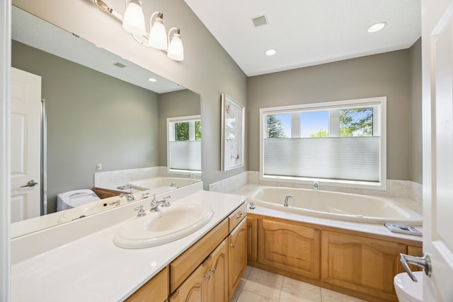 13703 47th St NE, Saint Michael, MN 55376 - bathroom featuring a garden tub, healthy amount of natural light, and tile patterned floors