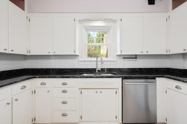 506 6th Ave SW, Austin, MN 55912 - kitchen featuring dishwasher, tasteful backsplash, and white cabinetry