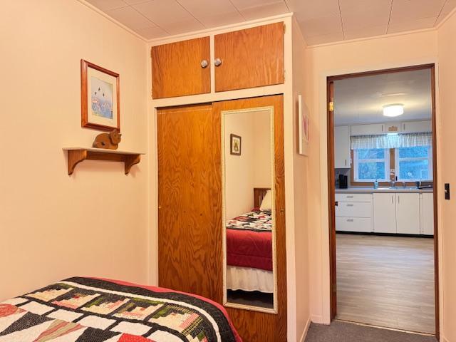 317 2nd St NE, Menahga, MN 56464 - bedroom featuring crown molding and a sink
