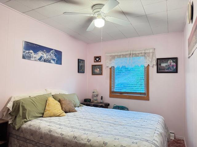 317 2nd St NE, Menahga, MN 56464 - carpeted bedroom with a ceiling fan and baseboards