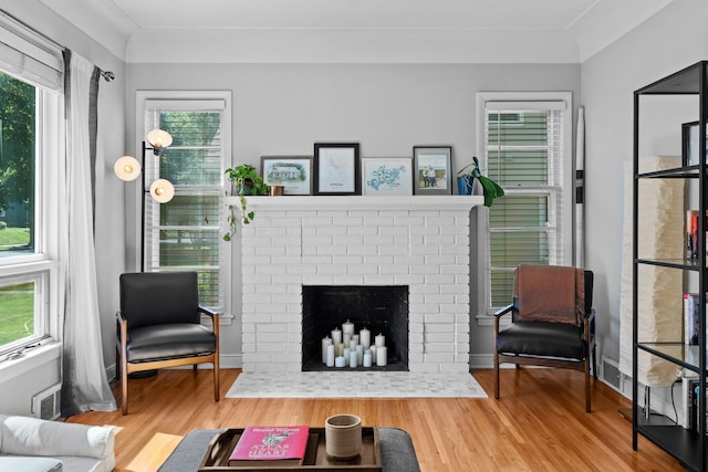5712 Grand Ave S, Minneapolis, MN 55419 - living area with a brick fireplace and wood finished floors