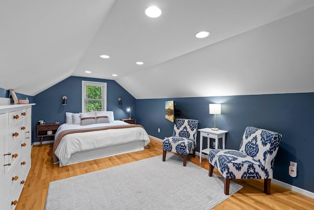 5712 Grand Ave S, Minneapolis, MN 55419 - bedroom with light wood-style floors, lofted ceiling, and recessed lighting
