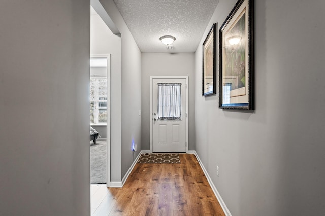 4870 Copper Ridge Dr, Woodbury, MN 55129 - doorway to outside with wood finished floors and a textured ceiling