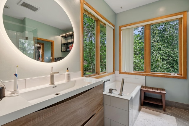 1610 63rd St, Chanhassen, MN 55331 - bathroom featuring plenty of natural light, vanity, and a bath