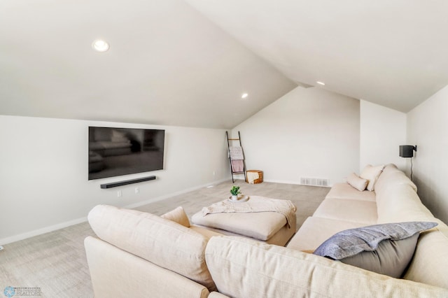 6176 Marigold Loop S, Fargo, ND 58104 - carpeted living room featuring vaulted ceiling and recessed lighting