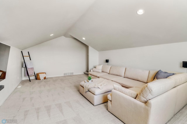 6176 Marigold Loop S, Fargo, ND 58104 - living area featuring lofted ceiling, carpet flooring, and recessed lighting