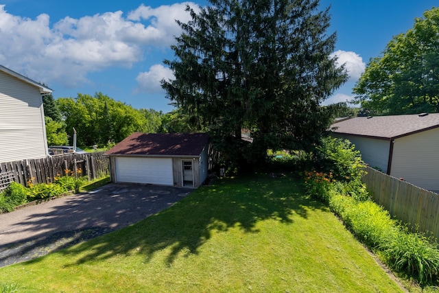 1958 6th St N, North Saint Paul, MN 55109 - fenced backyard featuring an outdoor structure and a detached garage