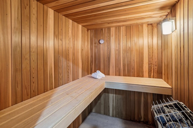 1318 Windcrest Ave, Eagan, MN 55123 - sauna featuring wooden walls and wooden ceiling