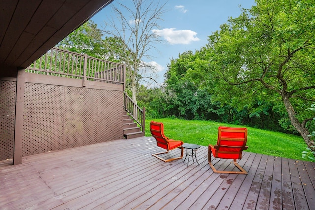 1318 Windcrest Ave, Eagan, MN 55123 - wooden deck with stairway and a yard