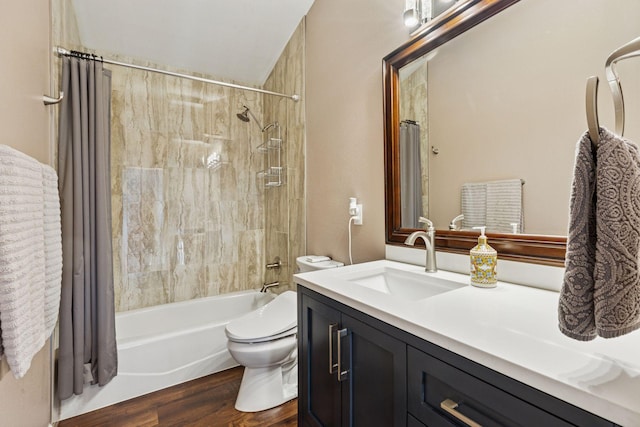 17964 Fresno St NW, Elk River, MN 55330 - bathroom with vanity, shower / tub combo, and wood finished floors