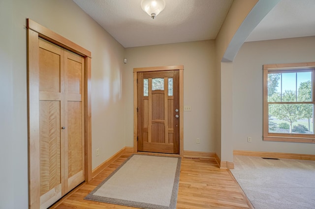 442 Wren Ln, Hudson, WI 54016 - foyer featuring arched walkways, healthy amount of natural light, and light wood finished floors