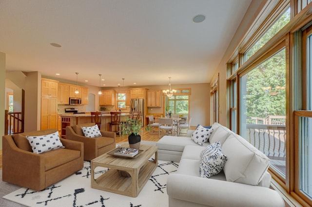 442 Wren Ln, Hudson, WI 54016 - living room with a chandelier and recessed lighting