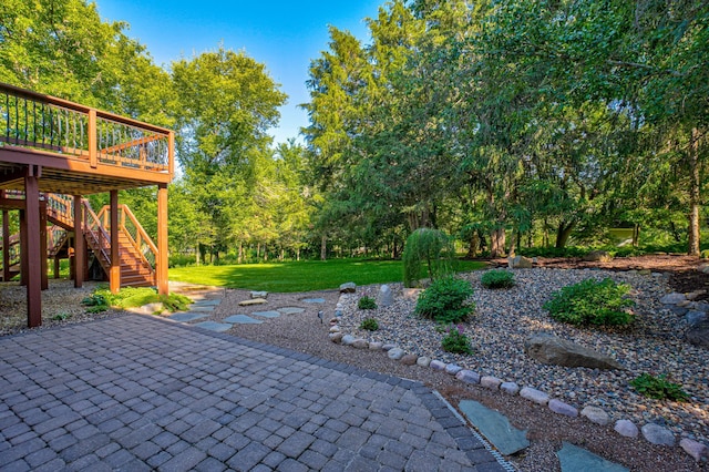 442 Wren Ln, Hudson, WI 54016 - view of patio featuring a wooden deck and stairs