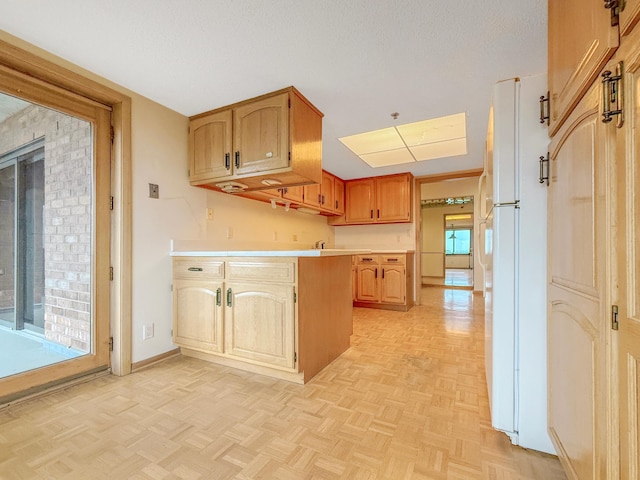110 1st Ave NE Unit 1006, Minneapolis, MN 55413 - kitchen with freestanding refrigerator, a peninsula, and light countertops