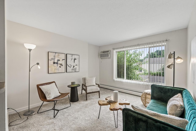 3729 Snelling Ave Unit 108, Minneapolis, MN 55406 - living room with baseboard heating, carpet, and a wall unit AC