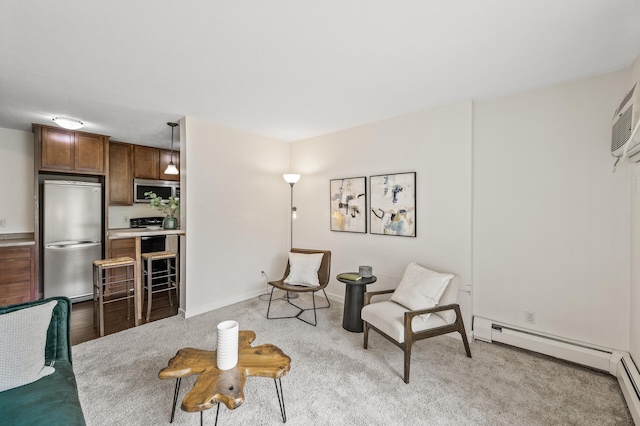 3729 Snelling Ave Unit 108, Minneapolis, MN 55406 - living area featuring baseboard heating and light colored carpet