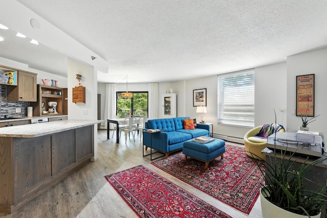 6615 Lake Shore Dr S Unit 317, Richfield, MN 55423 - living area with light wood-style floors, a textured ceiling, and baseboard heating
